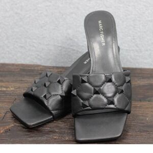 Marc Fisher Studded‎ Mules Quilted Block Heel Slides Sandals Size 7.5